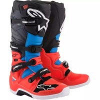 Alpine Star TECH 7 BOOT Fluro Red Cyan Grey Black.