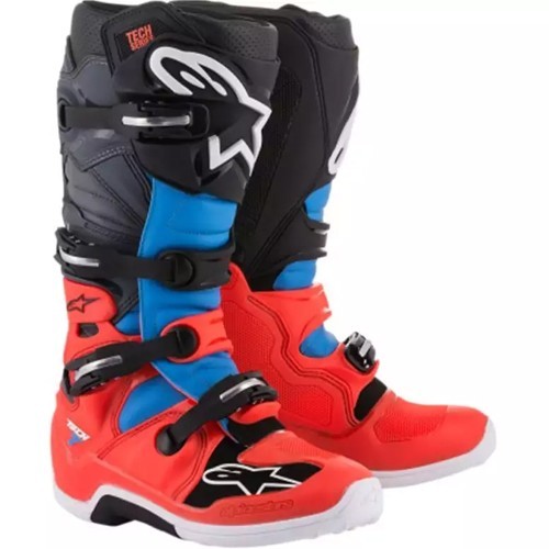 Alpine Star TECH 7 BOOT Fluro Red Cyan Grey Black